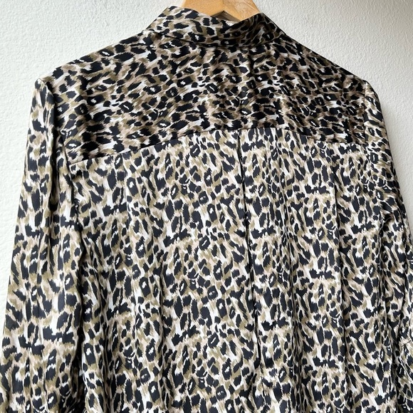 Equipment Femme Brown Black Leopard Print Shirt Mini Dress Long Sleeves Sz S - Picture 9 of 13